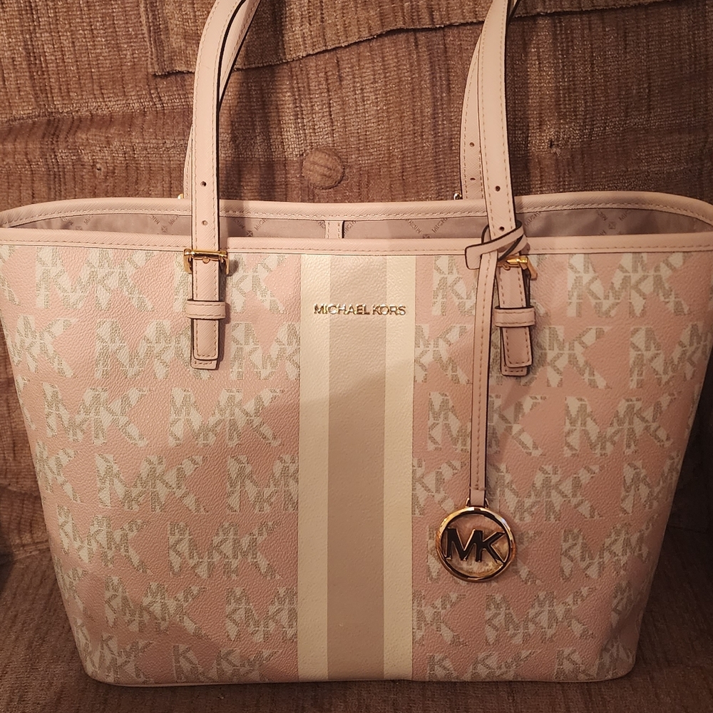 Michael Kors Pink/Multi Jet Set Tote